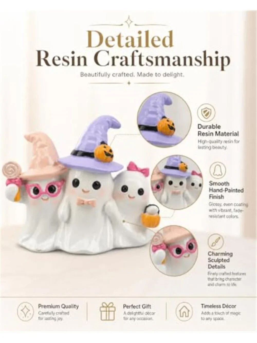 Halloween Decoration Indoor Ghost Figurine (White Ghost Trio)